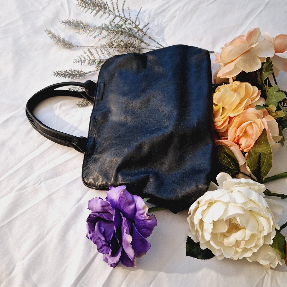 BIASIA GENIUNE LEATHER HANDBAG – CROSSBODY DARK NAVY – VINTAGE